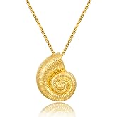 INNERDIVA Gold Seashell Pendent Necklace Bohemian Necklaces Summer Beach Necklaces for Women