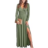 ANRABESS Women Summer Deep V Neck Short Sleeve Dresses Slit Elegant Wedding Guest Formal Cocktail Evening Maxi Long Dress