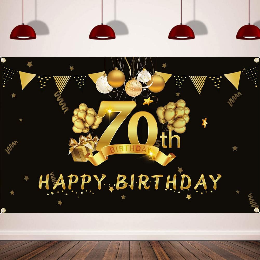Amazon.com: Happy 70th Birthday Background Banner, Extra Large (3.6 ft ...