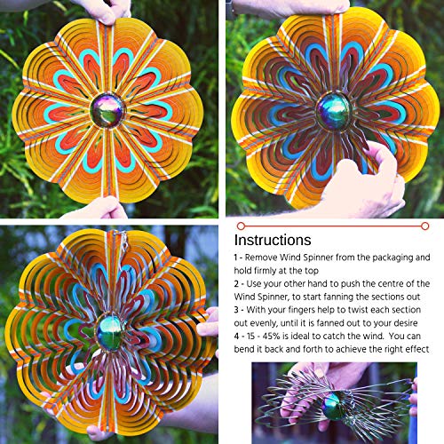 Art Jardin Wind Spinners Outdoor Metal Garden Wind Spinner 12 Inch SS