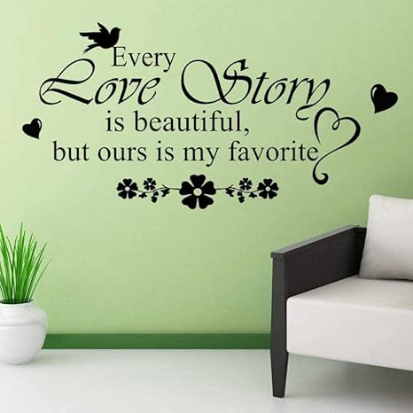 Amazon ウォールステッカー壁画壁紙ウォールステッカーs家の装飾 英語すべてのラブストーリーは美しいビニールの言葉ウォールアートスティッキーデカール68 34cm ウォールステッカー オンライン通販
