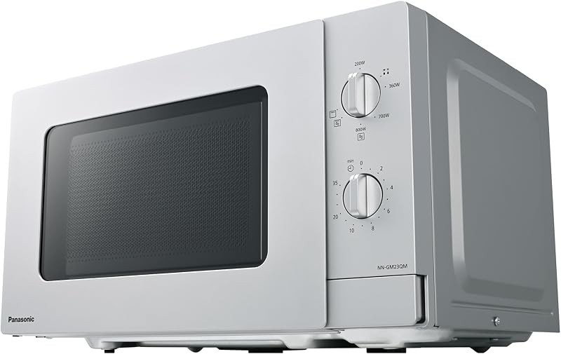 NN-GM23QMEPG 20L Grill-Mikrowelle mit Drehteller und Grillrost, 800 W, 1000 W Grill, Auftau-Funktion, einfache Bedienung durch Drehregler, Quick 30, Timer, Silber