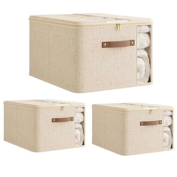 NEXBRILANT 3PCS STORAGE BINS, FOLDABLE STORAGE BASKETS LID...