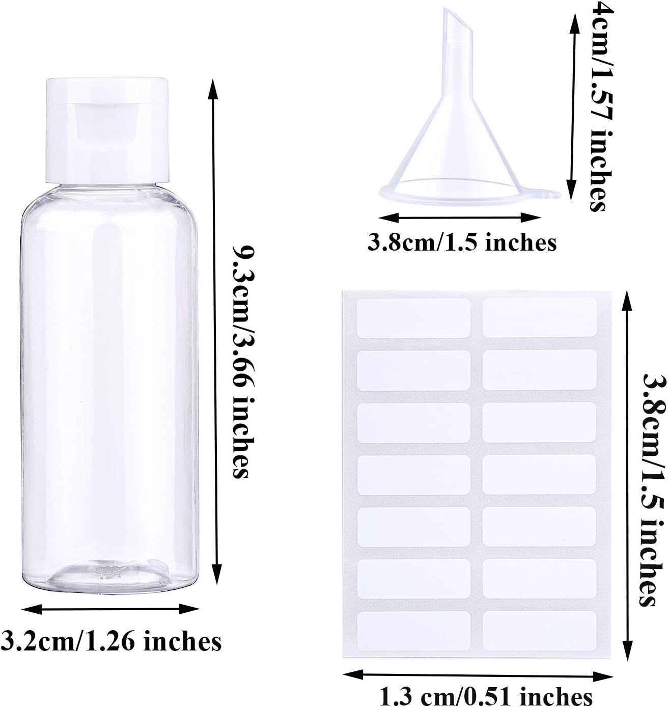 URATOT 12 Pieces Flip Cap Bottles Plastic Cosmetic Bottles Refillable Liquid Containers Travel Bottles for Cosmetic, Vocation, 50 ml : Beauty