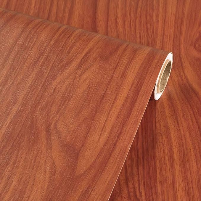 TaoGift Faux Red Cherry Wood Grain Contact Paper Shelf