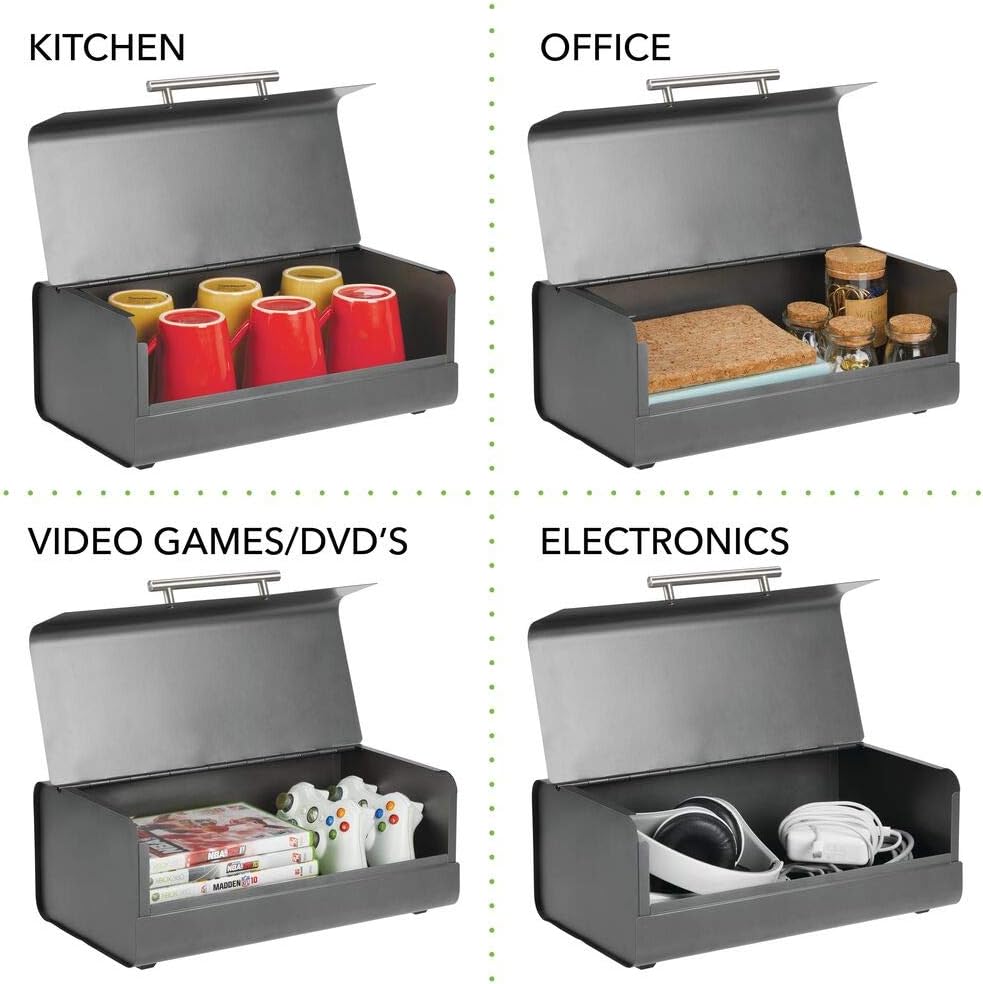 mDesign Kitchen Bread Bin Metal Kitchen Storage Container for Bread