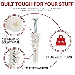 CrimsonMark 20Pcs Self Drilling Drywall Anchors and