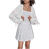 Floerns Girl's Y2k Bowknot Long Sleeve Cropped Cardigan Open Front Cute Bolero Shrug Sweater