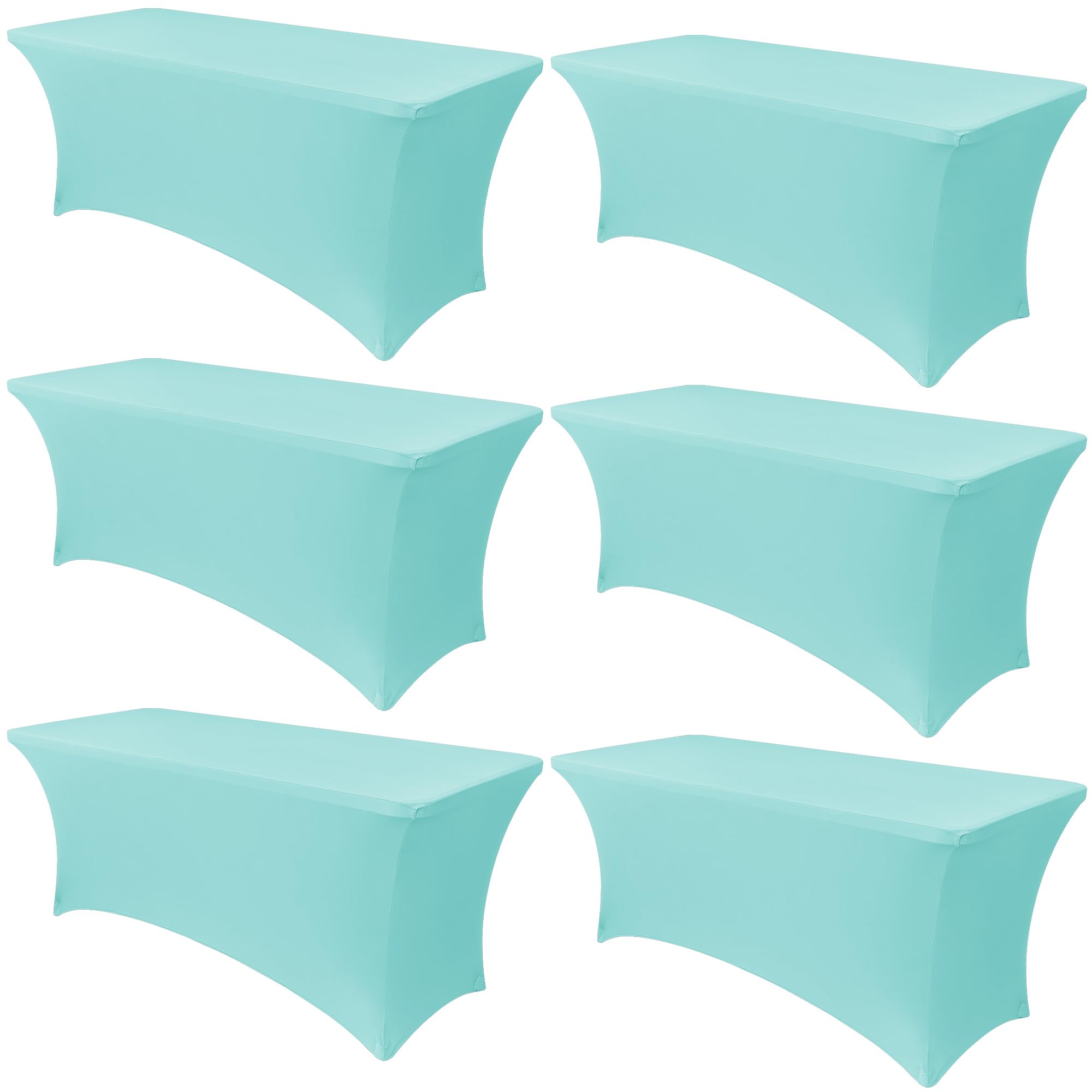 Obstal 6 Pack Stretch Spandex Table Covers for 8 Foot Tables - 8 FT Rectangular Fitted Tablecloth Protector for Wedding, Banquet, Party (Turquoise Blue, 96'' Length x 30'' Width x 30'' Height) Image Obstal 6 Pack Stretch Spandex Table Covers for 8 Foot Tables - 8 FT Rectangular Fitted Tablecloth Protector for Wedding, Banquet, Party (Turquoise Blue, 96'' Length x 30'' Width x 30'' Height) Image