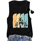 Women Summer Tank Tops Funny Beach Wave Graphic Tees Vintage Sleeveless Tops