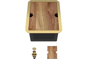 Talllor Undermount Bar Sink Workstation - 12 x 15 Inch Gold 16 Gauge Stainless Steel Small Wet Prep Sink Single Bowl Under Counter Camper Sinks with Cutting Board #TLU-0017