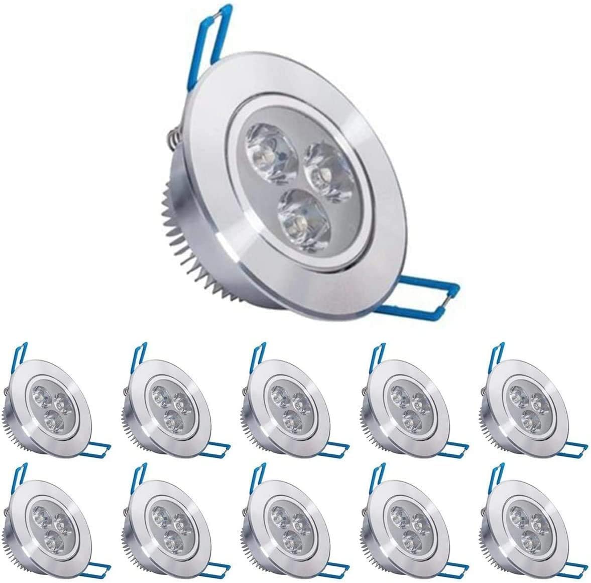 POCKETMAN 220V 4W LED Recessed Ceiling Light Downlights Spotlight,Cool White,360-400 Lumen,(Equivalent 40W) 10 Pack