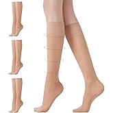 Aaronano 3 Pairs Compression Stockings for Women, 40D Knee High 5-10 mmHg Opaque Stockings