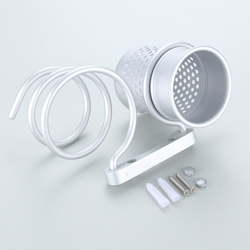 LEEFE Space Aluminum Hair dryer Holder, Wall Mount Spiral Spring Hair