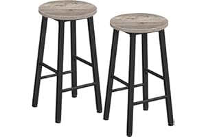 HOOBRO Bar Stools Set of 2, Counter Height Bar Stools, 63 cm Bar Stools for Kitchen Island, Industrial Kitchen Bar Chairs, fo