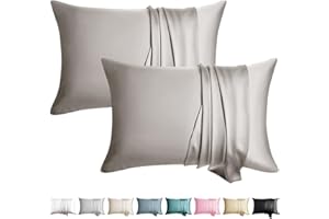 WLOSJ 100% Silk Pillowcase for Hair and Skin Toddler Size 2 Pack Mulberry Silk Pillow Case 13 x 18 Inches Highest 6A Silk Kids/Travel Pillow Cover Soft Breathable Cooling with Hidden Zipper, Grey