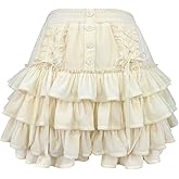 Cuteighteen Women Tiered Ruffle Mini Skirt Teens Skater Lolita Frilly High Waisted Tennis Skort A Line Velvet Cute Skirts