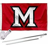 Miami Redhawks Flag with Pole and Bracket Complete Set