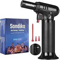 Sondiko Butane Torch with Fuel Gauge S907, Refillable Soldering Torch Lighter with Adjustable Flame for Welding, Resin Art, I