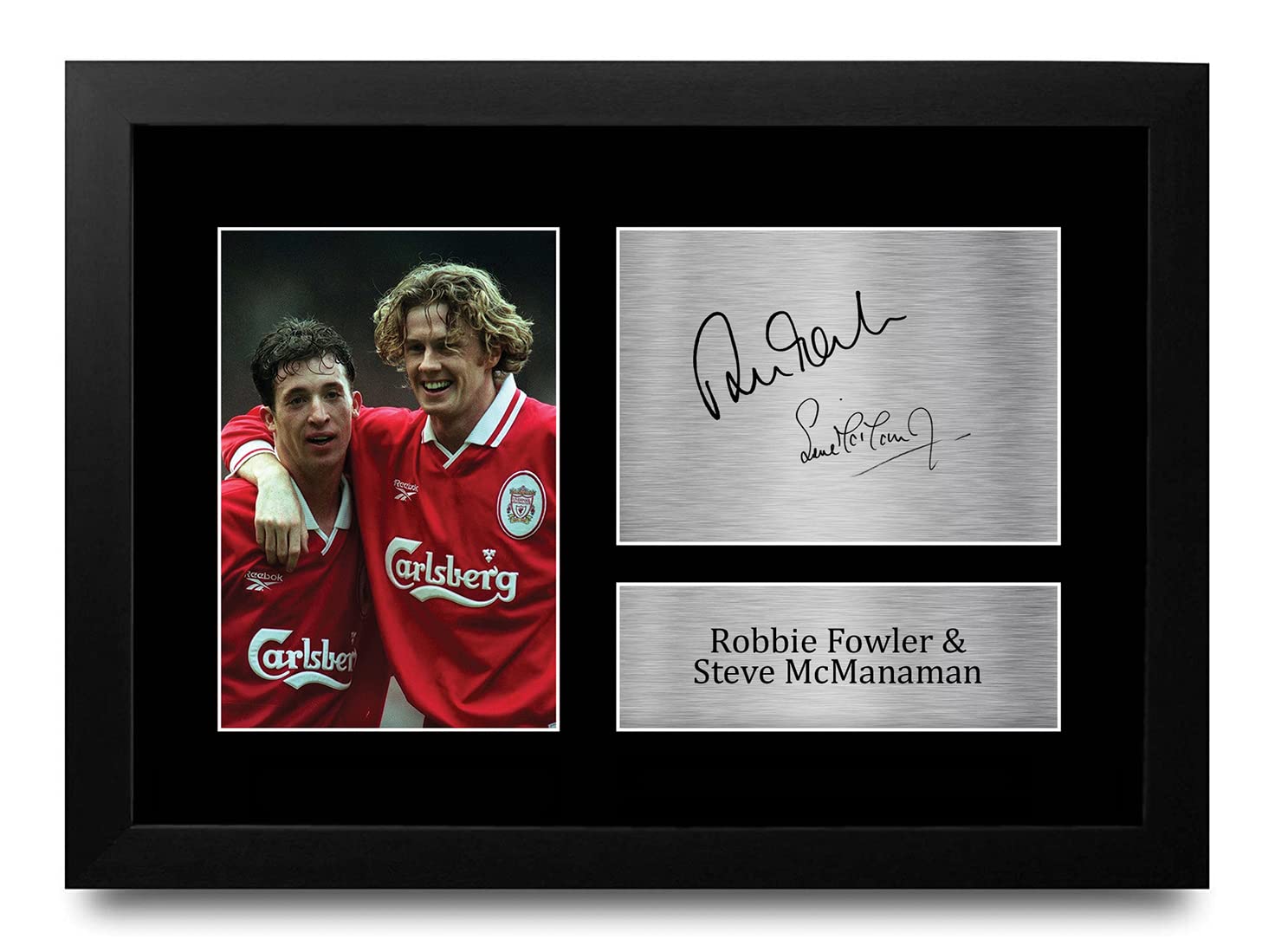 HWC Trading FR A4 Robbie Fowler Steve McManaman Liverpool Gifts Printed Signed Autograph Picture for Football Fans and Supporters - A4 Framed