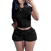 Ulovmi Lounge Sets for Women 2 Piece Summer Outfits Slim Matching Tracksuit