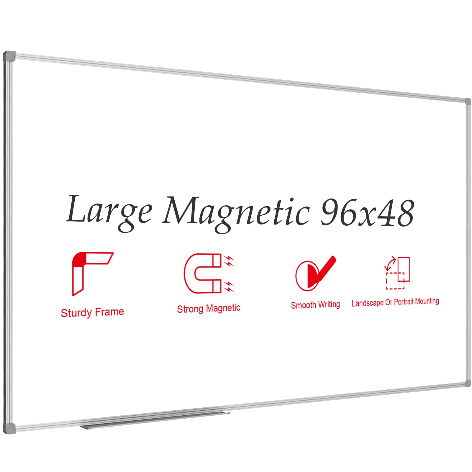 Photo 1 of **DAMAGED CORNER-SEE PICS****JILoffice Large Magnetic White Board, Dry Erase Board 96 x 48 Inch, Silver Aluminum Frame Wall Mounted Board for Office Home and School
