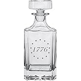 Rogue River Tactical Betsy Ross 1776 Revolutionary War Flag USA Patriotic Whiskey Decanter With Glass Stopper Custom Gift For Men Dad Veteran Father's Day