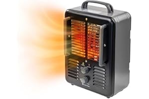 Comfort Zone Electric Portable Milkhouse Style Utility Space Heater with Adjustable Thermostat, Overheat Protection, and Safety Tip-Over Switch, Ideal for Garage or Greenhouse, 1,500W, CZ798BK