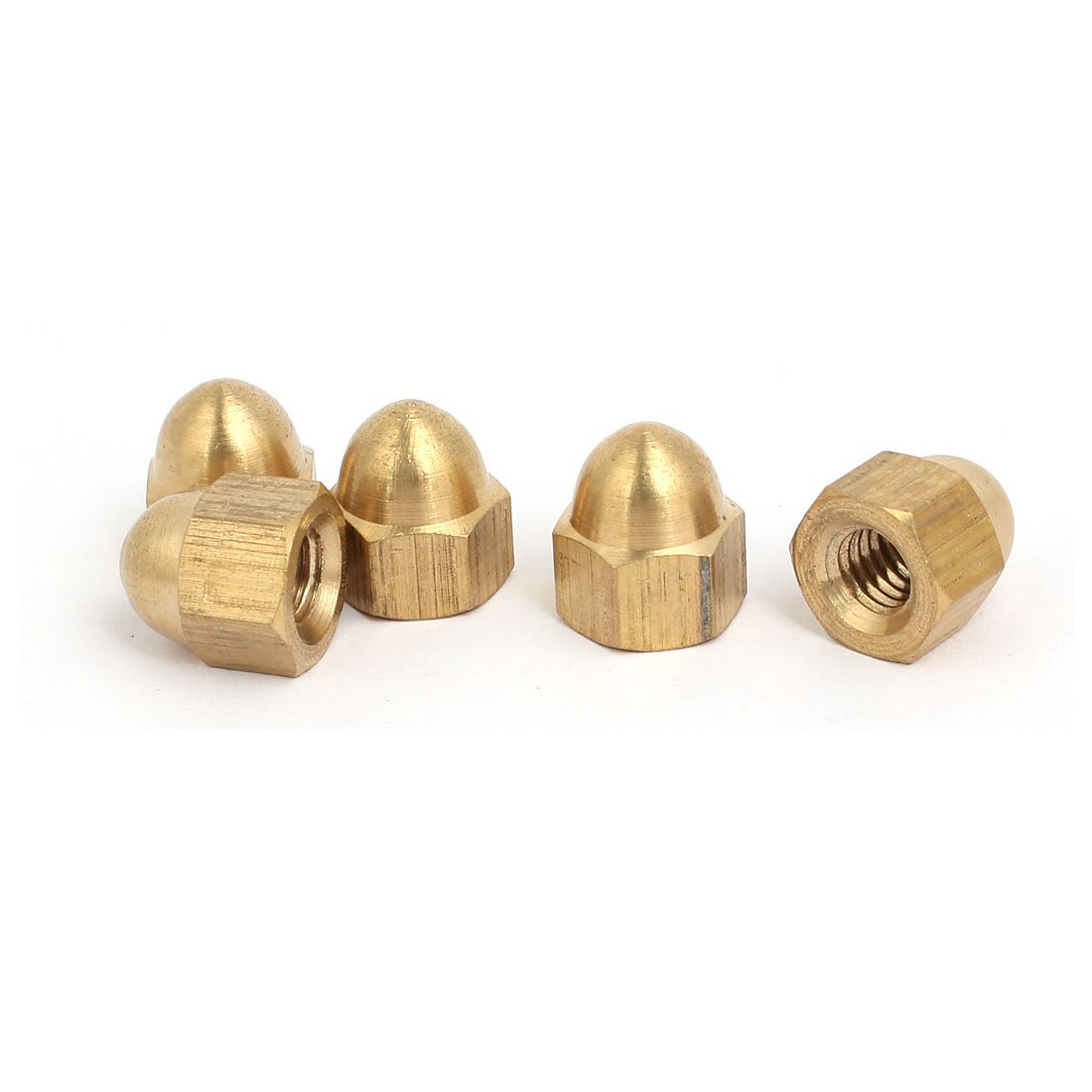 Sourcingmap 5pcs M6 Female Thread Nut DIN1587 Dome Cap Head Hex Brass Tone