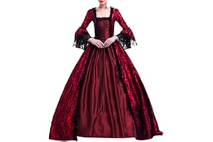 KEGIRLOM Womens Victorian Rococo Dress Retro Court Flare Sleeve Dress 1800s Masquerade Ball Gown Medieval Renaissance Costume