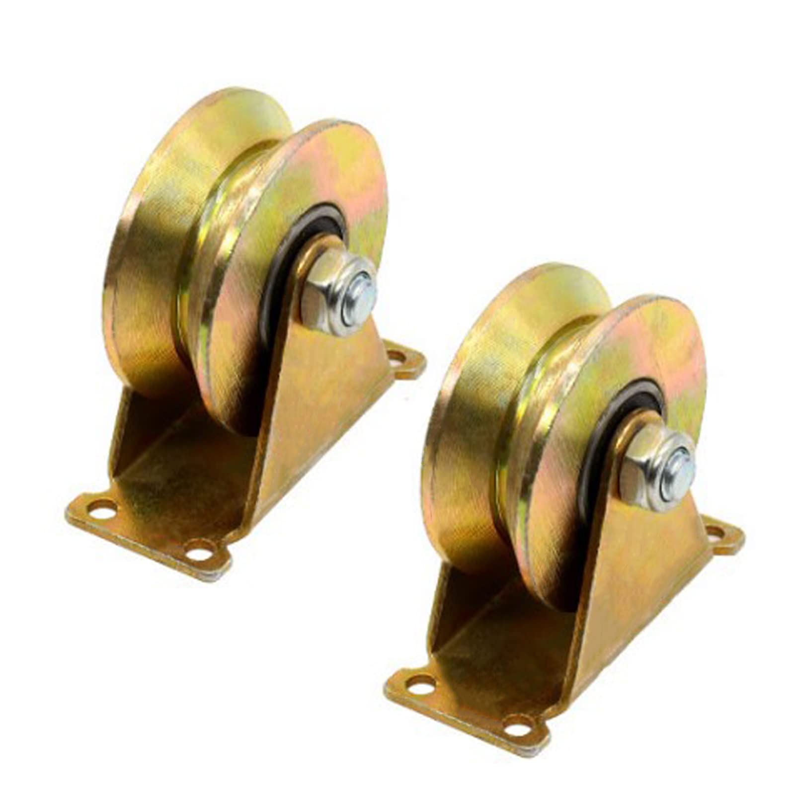 2 x Sliding Gate Casters, V-Groove Wheels, Heavy Loads, 50 mm Rigid Steel Wheel Sliding Door Roller