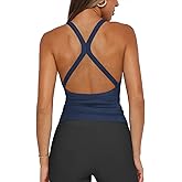 Hragc Womens Tank Tops Summer V Neck Workout Racerback Yoga Gym Ribbed Cotton Tank Tops