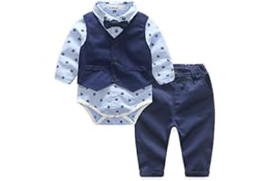 Kimocat Baby Blue Suits Set Long Sleeve Casual Dress Shirts+Vest+Bowtie+Pants Outfits