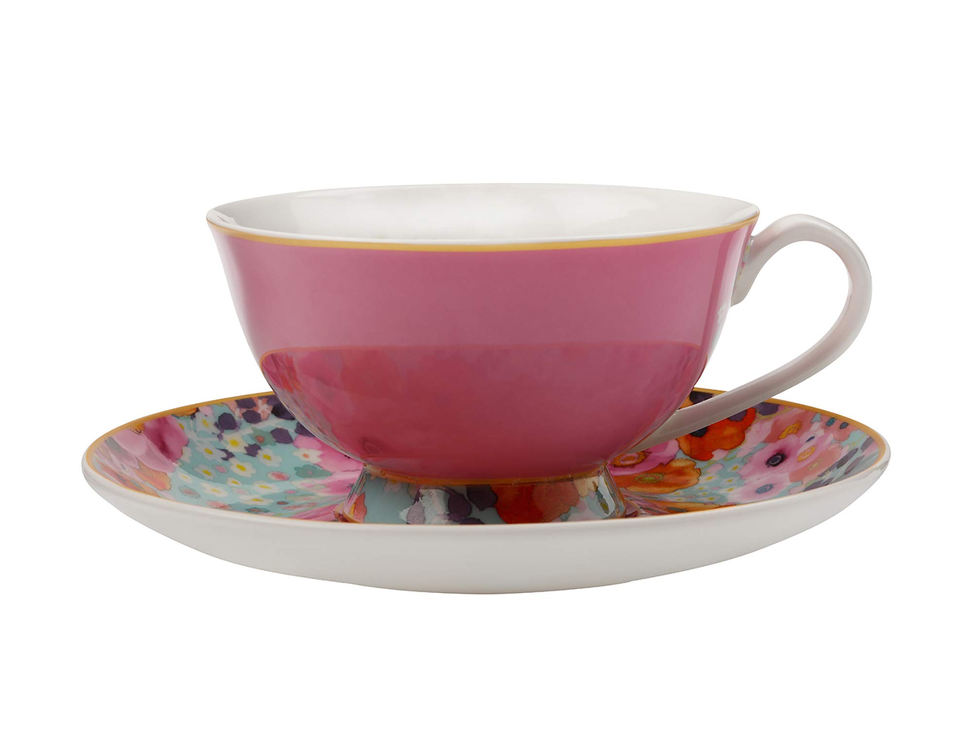 Maxwell & Williams DX0176 Cashmere Bloems Tea Cup & Saucer, Gift Boxed, Bone China, Pink / Blue, 200 ml โ image 1