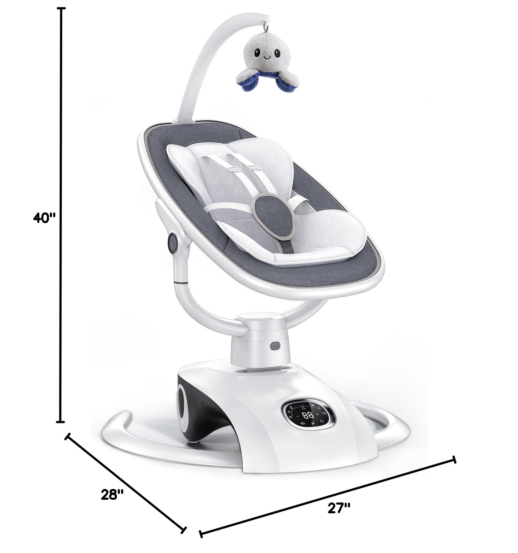 VaVaSoo Electric Baby Swing for Infants 6 Motion Automatic Newborn Baby Rockers for Girl & Boy with Remote Control, 5 Speed, 13 Melodies, Light Gray