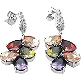 Women's Drop Earrings, Classic Multi Gemstones Dangle Earrings with Amethyst Garnet Ruby Blue Sapphire (Earring)