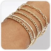 VIBILIA Dainty Gold Chain Bracelet for Women Trendy Stackable Adjustable Layered Metal Bracelet Gold Plated Twist Link Figaro Chain Paperclip Bracelets Fashion Jewelry