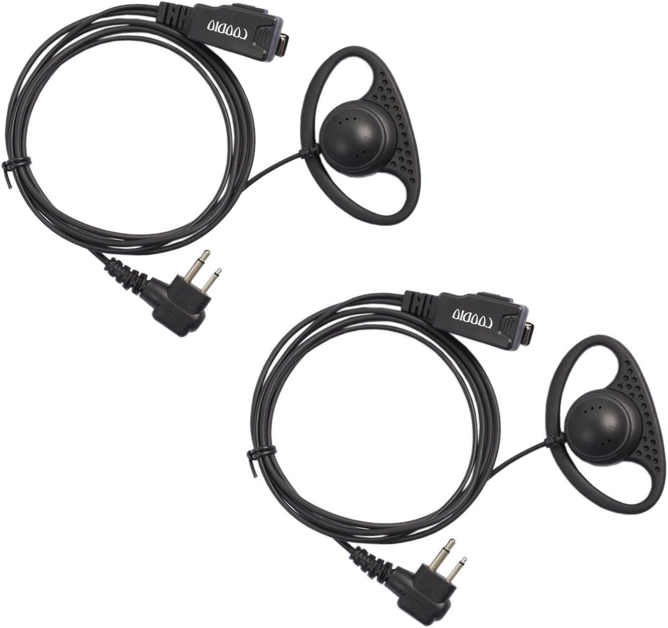 COODIO Lot 2 x D-Ring Earpiece Police Security Headset inline PTT Mic Microphone For 2 Pin Motorola CP040, CP140, Hytera
