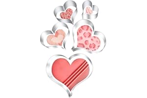 Q-BAKER 5Pcs Heart Cookie Cutters Valentine’s Day Heart Shapes Size 3.95" 3.35" 2.85" 2.36" 1.78" Stainless Steel Cookie Cutter Molds for Anniversary, Bridal, Engagement and Valentine,Wedding