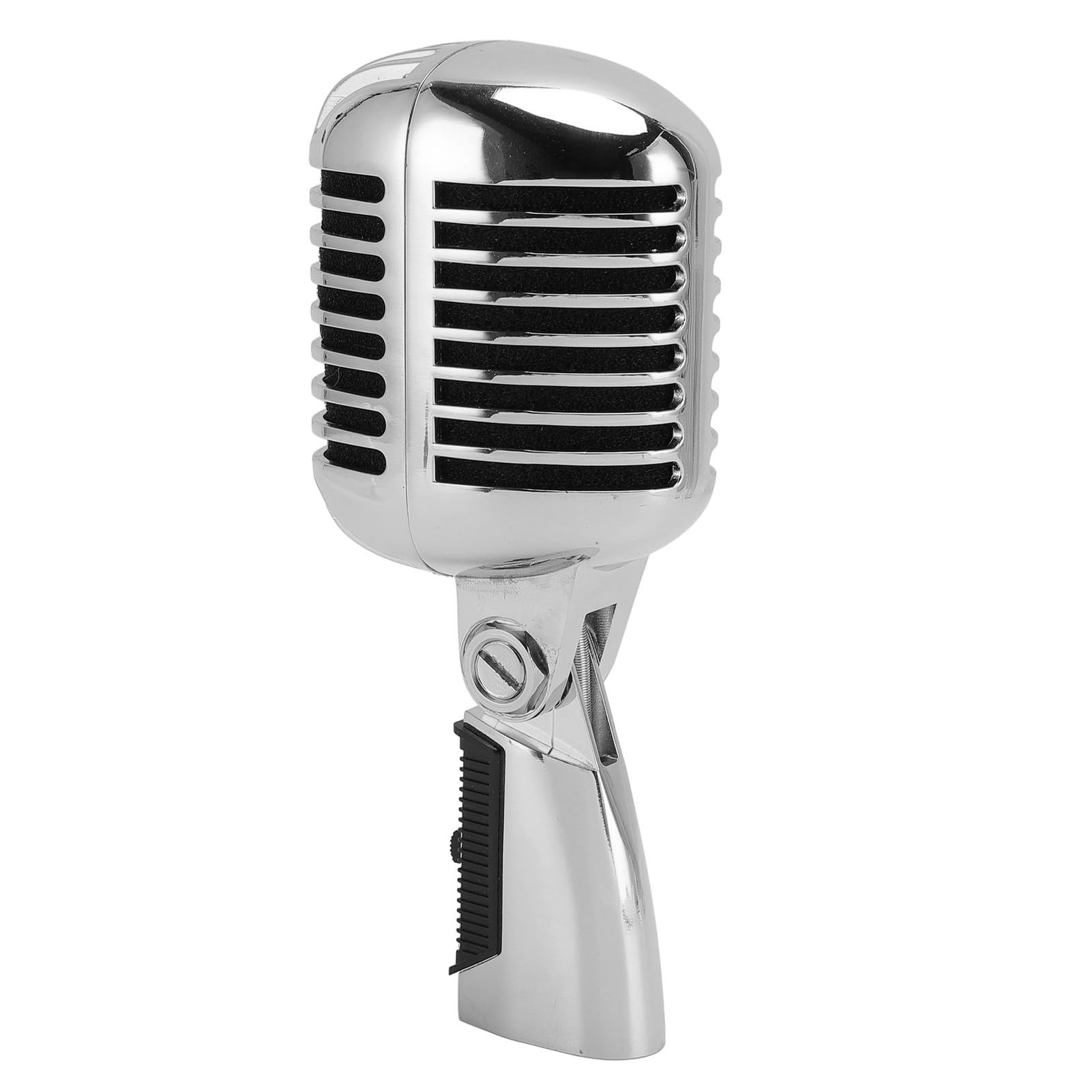 Sxhlseller Retro Dynamic Vocal Microphone - Professional Classic Microphone with Self Tensioning Rotating Rack, Old Vintage Cardioid Mic for Live Performance Karaoke (Silver)