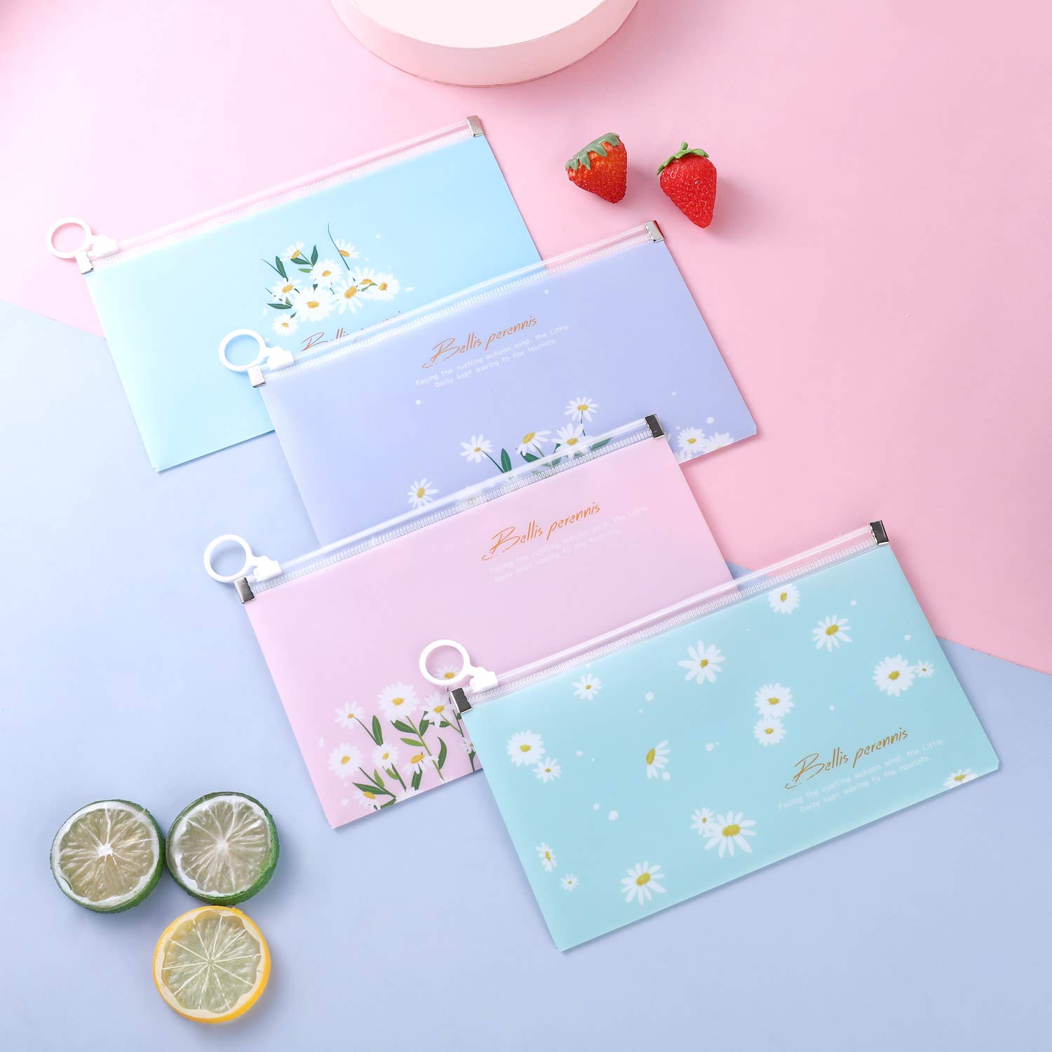 4PCS Face Cover Organizer Case Zipper Storage Bag Cosmetic Container Portable Face Covers Clips Mini Travel Bags Set of Assorted Colors Blue Pink Clear Green (Clear 4pcs)