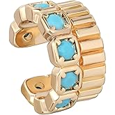 FETTERO Women's Ear Cuff Non Piercing Chunky Gold Ear Cuff Earrings Turquoise Clip On Earrings Huggie Hoop Earrings Cartilage Fake Non Pierced Earrings -Single