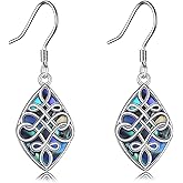 POPLYKE Abalone Shell Celtic knot Teardrop Drop Dangle Earrings Sterling Silver Vintage Earrings for Women Jewelry