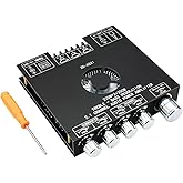 ZK-AS21 TPA3255 Bluetooth 5.1 Power Amplifier Board HiFi 2.1 Channel 220Wx2+350W Digital Audio Receiver AMP Board with Treble and Bass Control for DIY Speakers