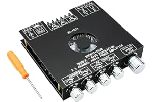 HOSYOND ZK-AS21 TPA3255 Bluetooth 5.1 Power Amplifier Board HiFi 2.1 Channel 220Wx2+350W Digital Audio Receiver AMP Board with Treble and Bass Control for DIY Speakers