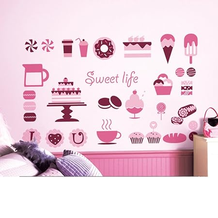 Etiqueta de la pared de dibujos animados alimentos,Cocina nevera ...