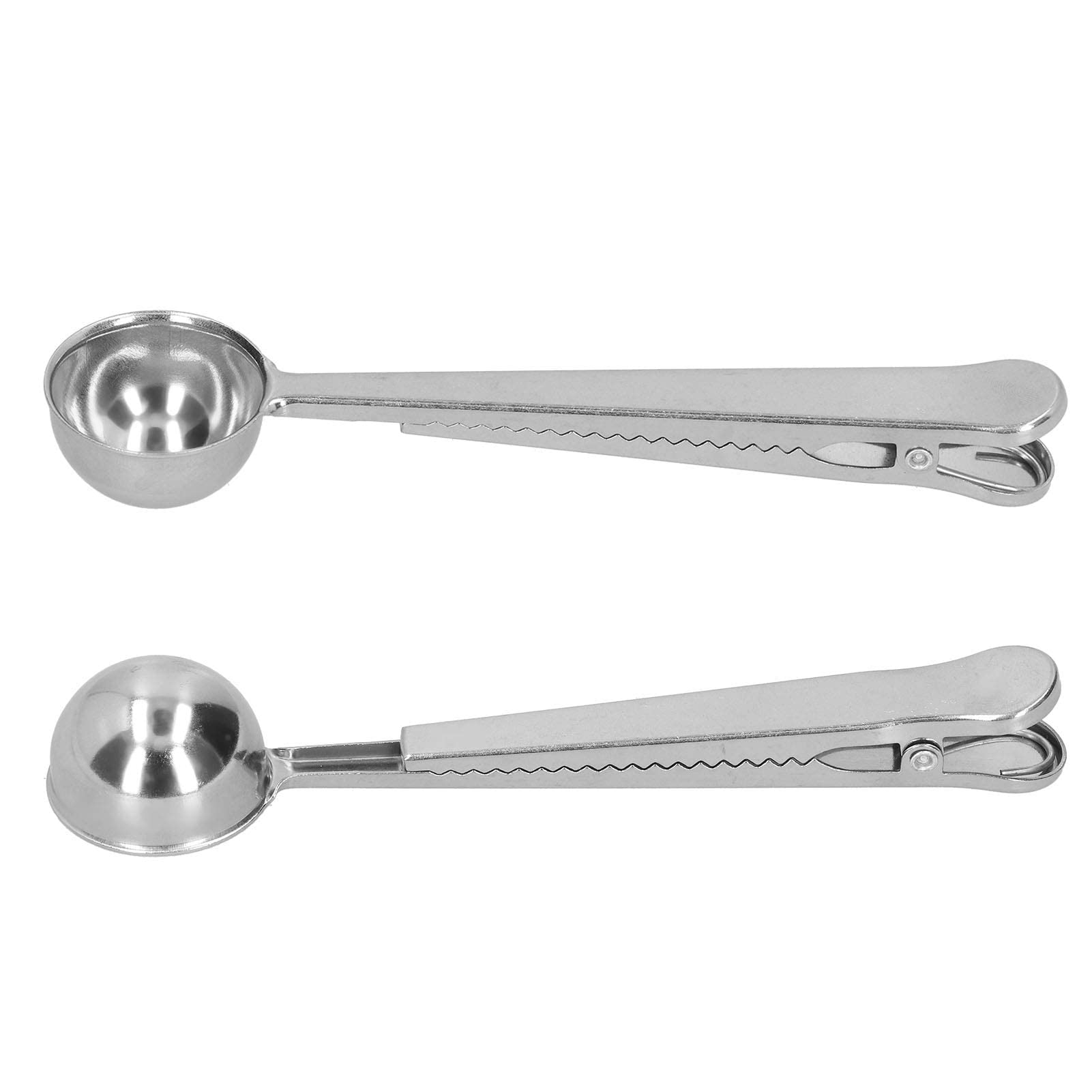 Stainless Steel Scoop Measuring Spoon Coffee Spoon Portioner with Multifunctional Sealing Clip for Tea Coffee Milk Powder Tea Leaves