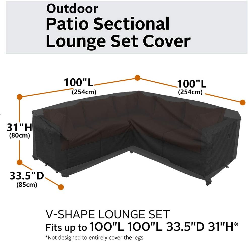 Heavy Duty Outdoor Sectional Sofa Cover, 2020 Upgrade 100% Waterproof 600D Patio Sectional Couch Cover, Lawn Patio Furniture Cover (V-Shaped Storm Gray): Kitchen & Dining