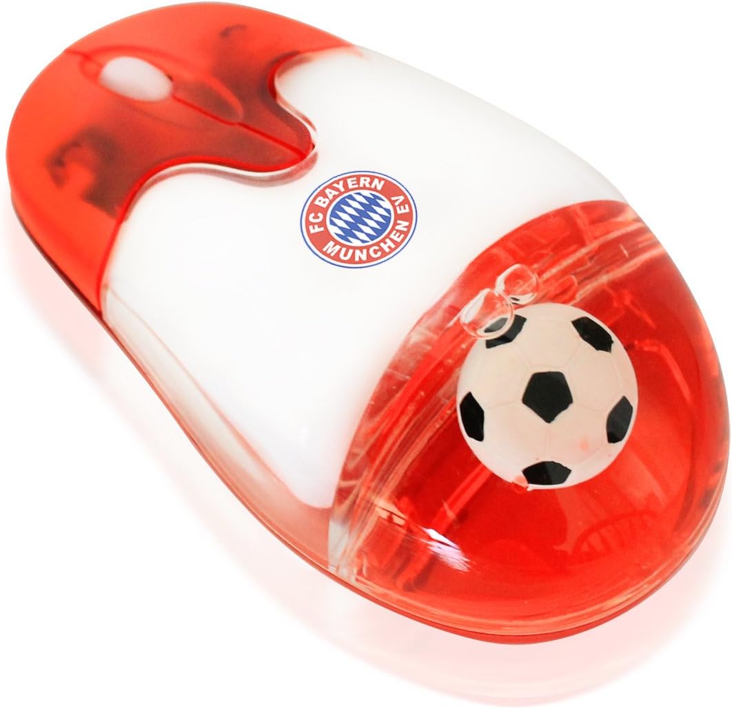 Soccer Gift 2.4G Wireless Mouse with USB Nano Receiver Optical Durable Comfortable, Ball in Liquid German Bundesliga, Bayern Munich Logo, Computer PC Laptop Futbol Fan Unique Uncommon Gaming(Munich)