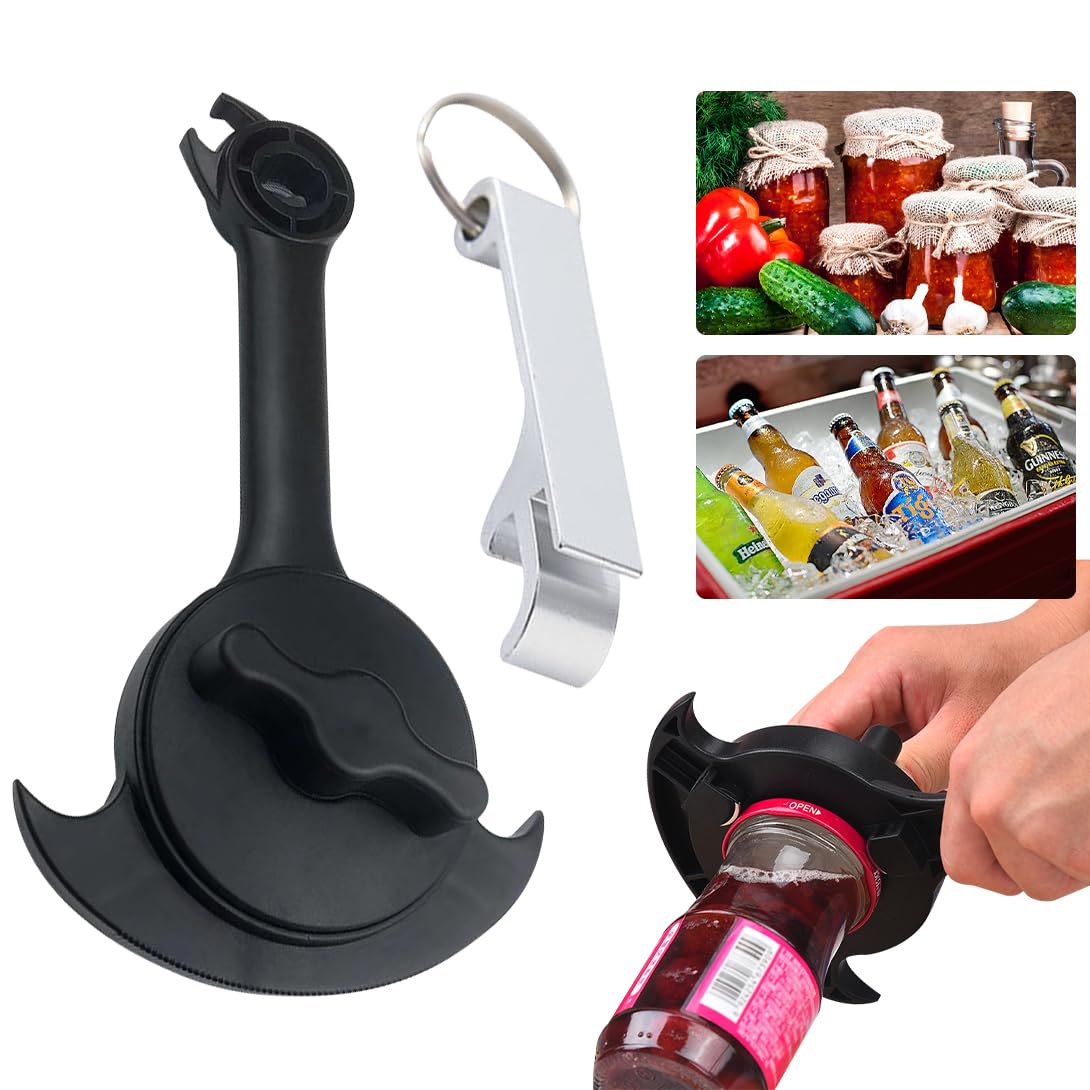 Koonafy 3-in-1 Jar Opener for Weak Hands or Arthritis, Strain-Free Multi-Purpose Bottle Lid Opener for Kitchen（Comes with A Portable Bottle Opener）